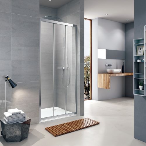 Душевая дверь "KOLLER POOL" трёхсекционная  TREND TT90G  900x1900 не прозрачная Grape 6мм хром