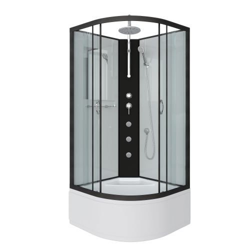 Душ.каб. NG-6708-14BKTG (900х900х2100-2400) высокий поддон(40см) стекло ПРОЗРАЧНОЕ черные профиля 4 места