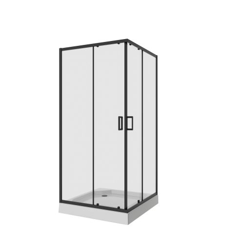 Душ. ограждение Niagara NG-6808-08 BLACK (90*90*190) квадрат, двери раздвижные, 1 место