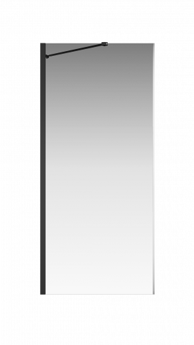 Боковая перегородка Creto Tenta 123-SP-900-C-B-8 стекло прозрачное EASY CLEAN, профиль черный, 90х200 см