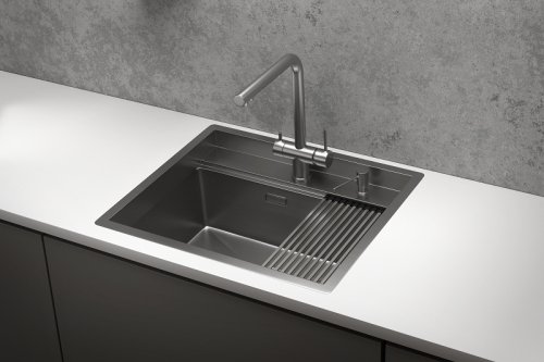 KS-6051, СТАЛЬ САТИН, стальная кухонная мойка KITCHEN SPACE