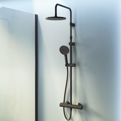 F0785A422  X-Joy, душ.система:  см-ль д/душа с ТМС, душ.штанга,верхний душ 220мм, ручн душ, черн.