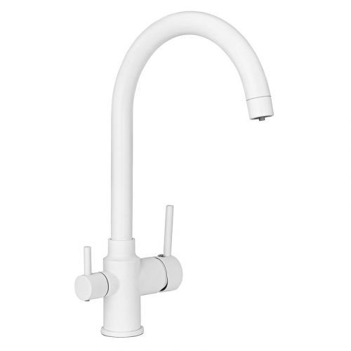 Смеситель для мойки с высоким изливом, с подключением фильтра, белый, СЛ-ОД-Д74