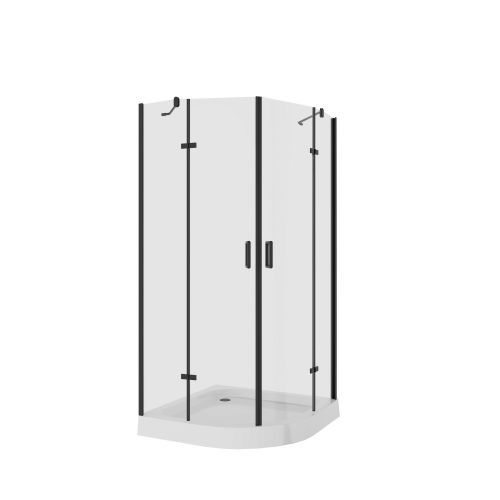 Душ. ограждение Niagara NG-6815-08 BLACK (90*90*190) полукруг, двери распашные, 1 место