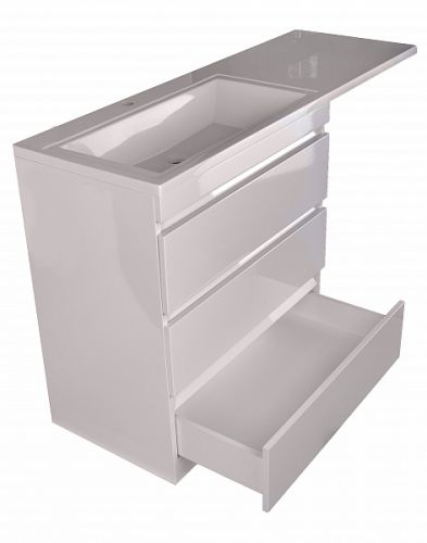 Комплект Тумба напольная "Даллас 150", 3 ящика, Люкс белая, PLUS СС-00002305 с раковиной Style Line Даллас 150*48,2 левая СС-00002300