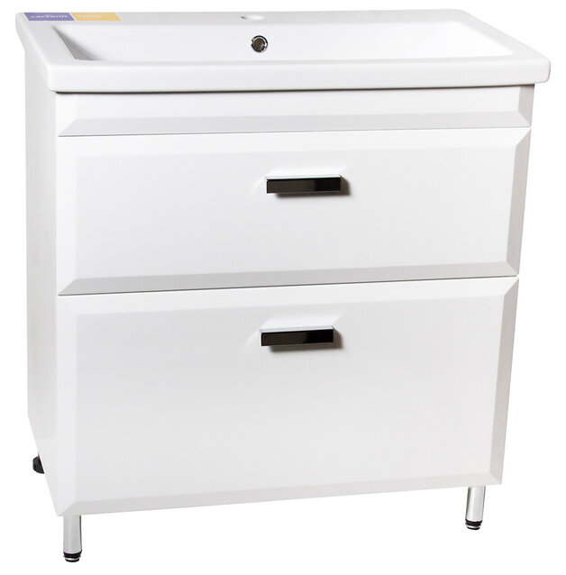 Тумба напольная Style line Лотос 80 под раковину Комо 80, Люкс белая, PLUS