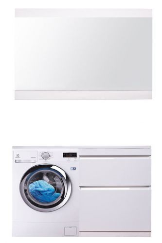 Тумба напольная "Даллас 130", Люкс белая, под раковину, PLUS, ЭМАЛЬ