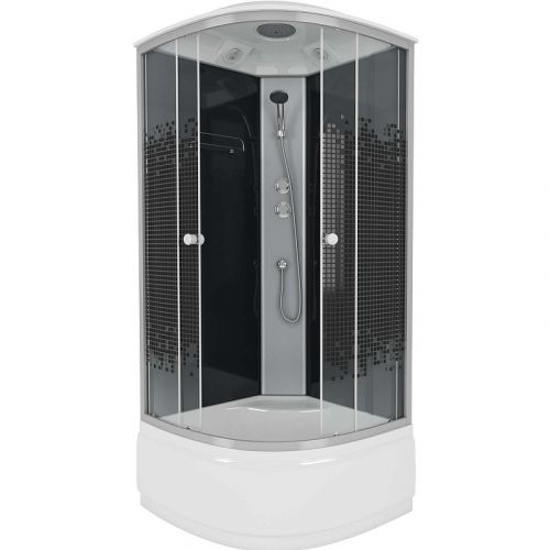 Душ.каб. NG-7509-14BLACK (1000х1000х2150) высокий поддон(40см) стекло МОЗАИКА 4 места