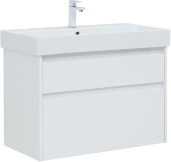 Тумба под раковину Aquanet Nova Lite 85 белый глянец, 2 ящика 00249936