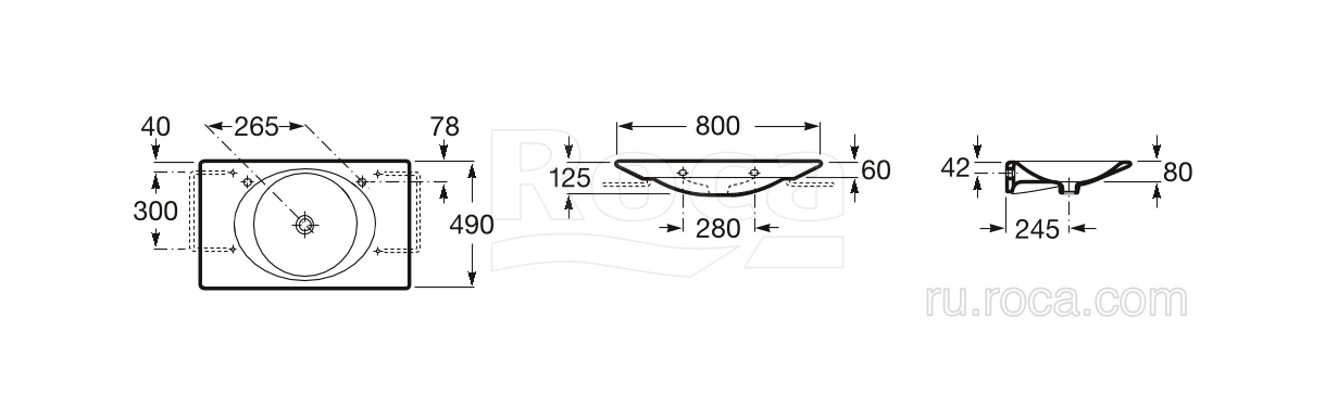 Раковина Roca Kalahari 80х49 327878000