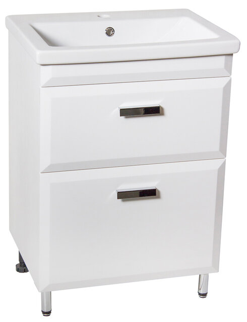 Тумба напольная Style line Лотос 60 под раковину Комо 60, Люкс белая, PLUS