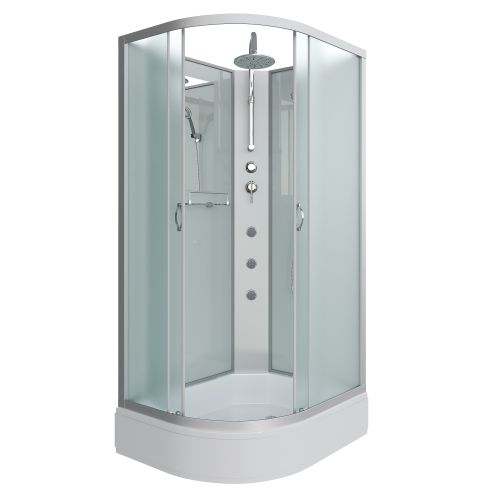 Душ.каб. NG-33974-14RBKTG (900х700х2100-2400) средний поддон (26см) стекло МАТОВОЕ 4 места