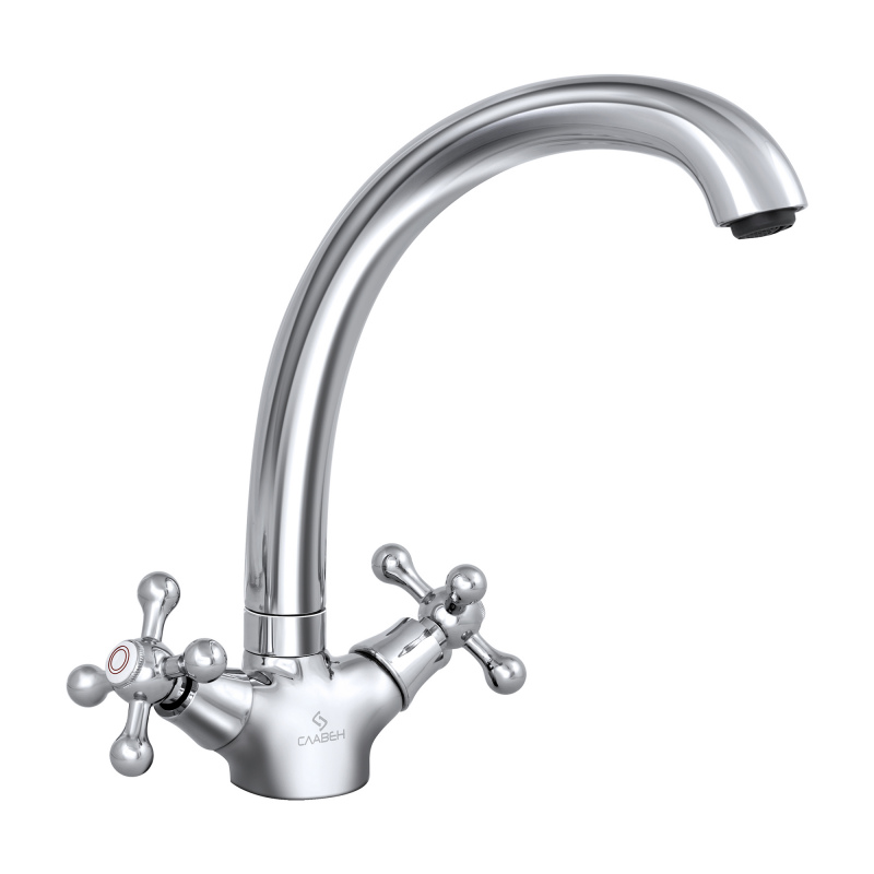 Смеситель для кухонной мойки с высоким изливом Славен СЛ-ДВ-А11