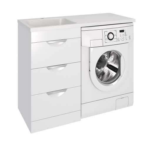 Тумба МИЛЛИ 1200 с 3 ящиками к умывальнику Камила 1200 над стиральной машиной