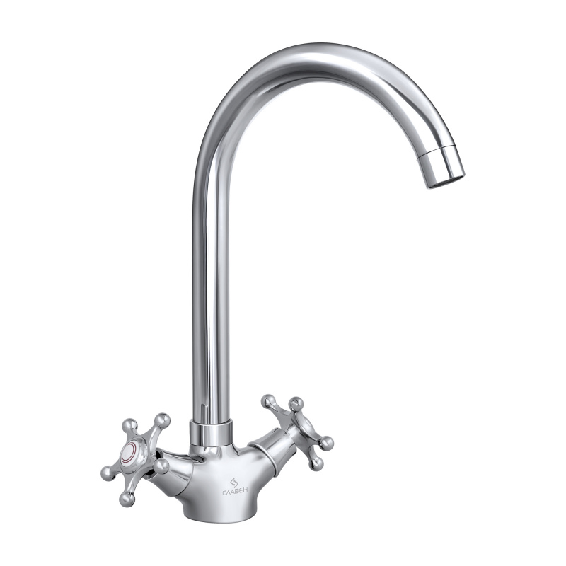 Смеситель для кухонной мойки с высоким изливом Славен СЛ-ДВ-И22