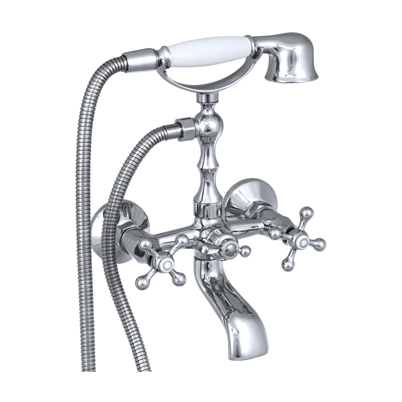 Смеситель для ванны ретро, с коротким изливом, с лейкой Славен СЛ-ДВ-А30