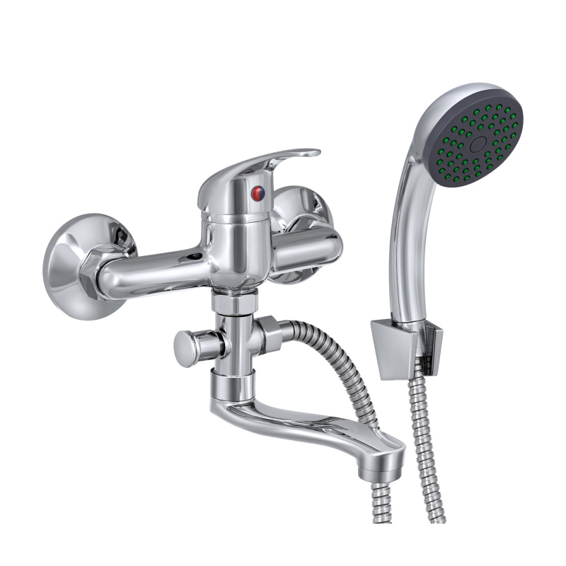 Смеситель для ванны с коротким изливом 15 см с лейкой Славен СЛ-ОД-П30