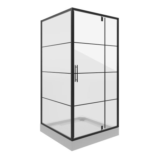 Душ. ограждение Niagara NG-0290-08 BLACK (900х900х1900) квадрат, дверь распашная, 1 место