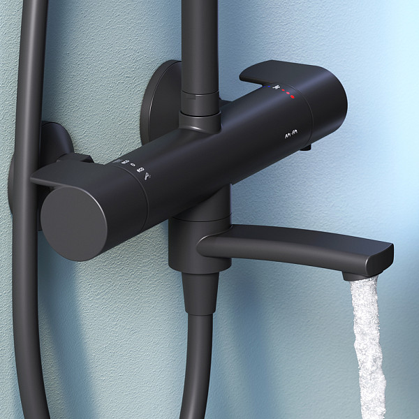 F0785A522 X-Joy, душ.система:  см-ль д/ванны/душа с ТМС, душ.штанга,верхний душ 220мм, ручн душ,черн