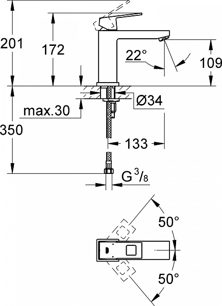 Смеситель для раковины Grohe Eurocube 23446000