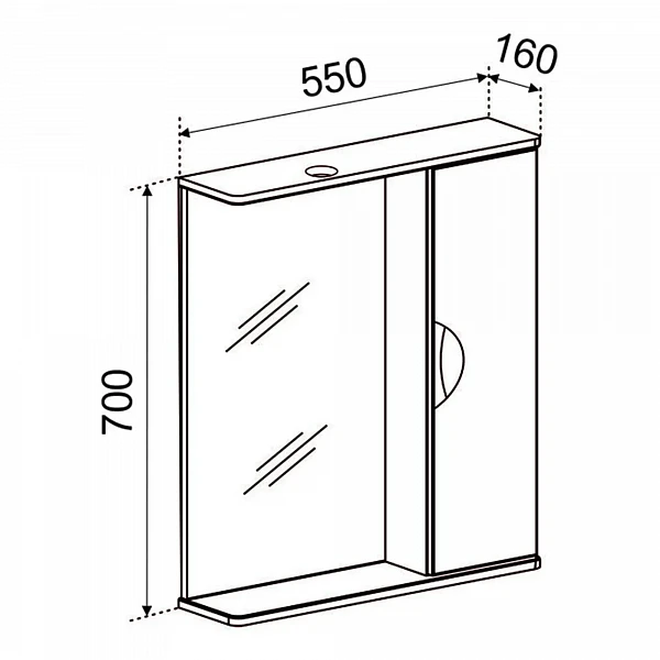 Зеркало со шкафчиком Emmy Милли (Правое) 55х70