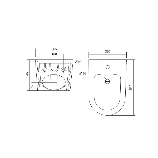 Биде подвесное  Aquatek ОБЕРОН/ БЕТТА AQ0516-00
