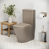 Унитаз GR-4480BRLMS Color (620*365*810) СВЕТЛО-КОРИЧНЕВЫЙ МАТОВЫЙ напольный БЕЗОБОДКОВЫЙ, 2 места