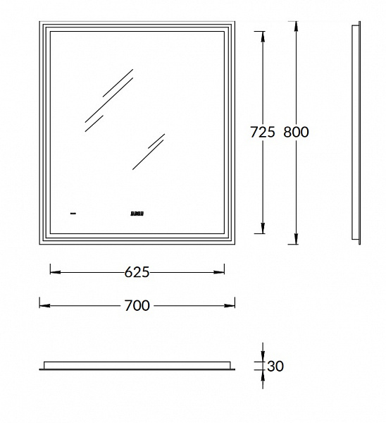 Зеркало Kerama Marazzi TECNO c LED 70 с подсветкой, с функцией антизапотевание, белый глянцевый