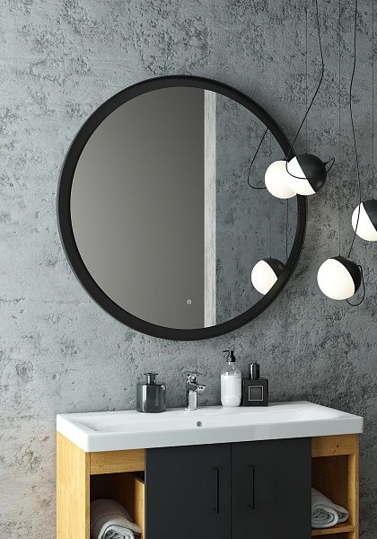 Зеркало Континент "Planet black Led" D 1000 с бесконтактным сенсором