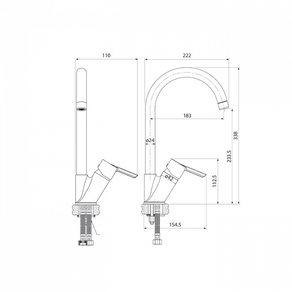 Смеситель для кухни, Kitchen Line, IDDIS, K11SB0Ji05