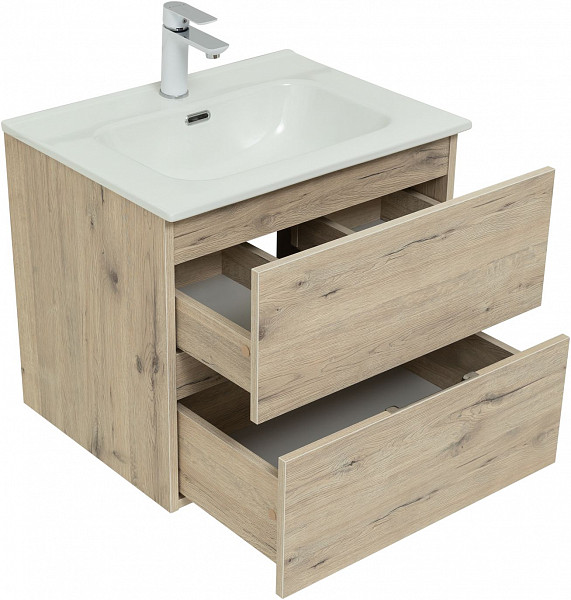 Тумба под раковину Aquanet Алвита New 60 2 ящика, дуб веллингтон белый 00277513