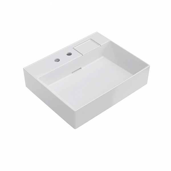 Раковина Kerama Marazzi LOGICA мебельная\подвесная с двумя отверстиями 60, белая глянцевая