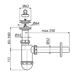 Сифон для раковины AlcaPlast A410 с донным клапаном