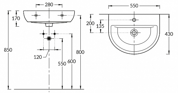 Раковина Kerama Marazzi Buongiorno 55 см BG.NN.wb.55