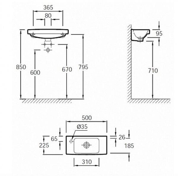 Раковина Jacob Delafon Odeon Up 50x22,5 см E4701-00