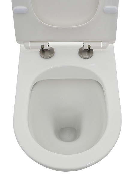 AQM3001 Унитаз напольный приставной AQUAme сиденьем SoftClose, технология смыва Rimless. 580x370x430