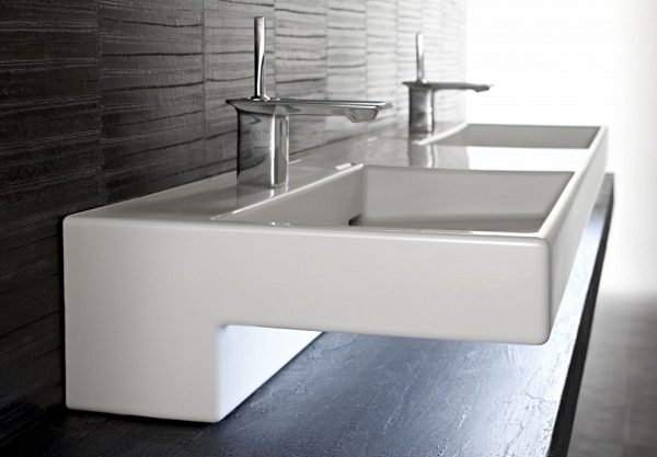 Двойная подвесная раковина-столешница  с подсветкой Jacob Delafon Terrace 150х49 см EXA9112-00