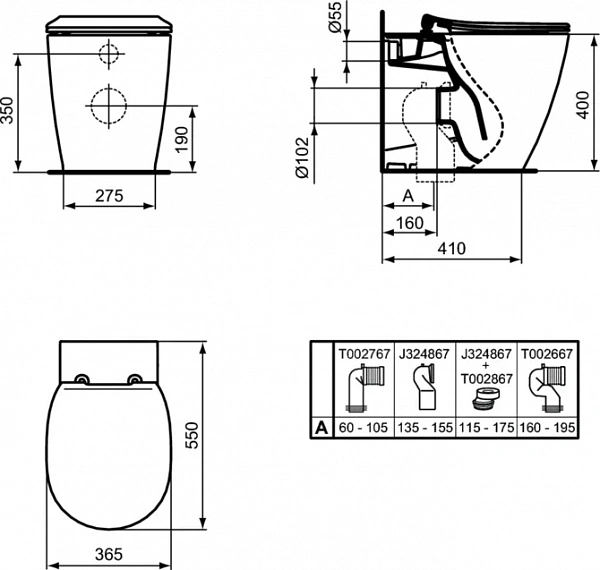 Унитаз приставной Ideal Standard Connect AquaBlade E052401