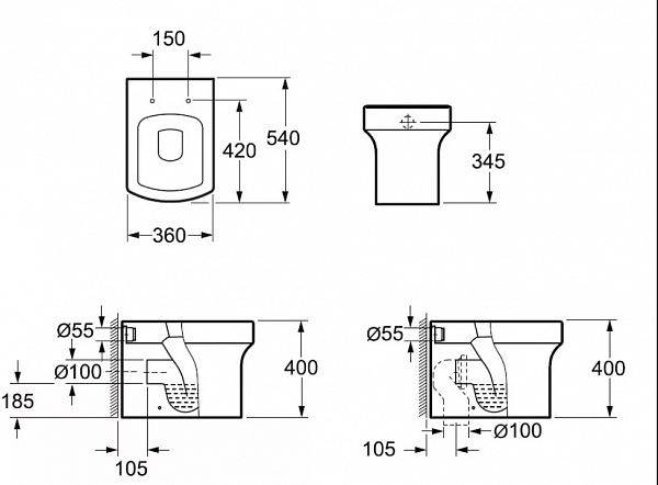 Унитаз приставной Grossman Status GR-PR3010