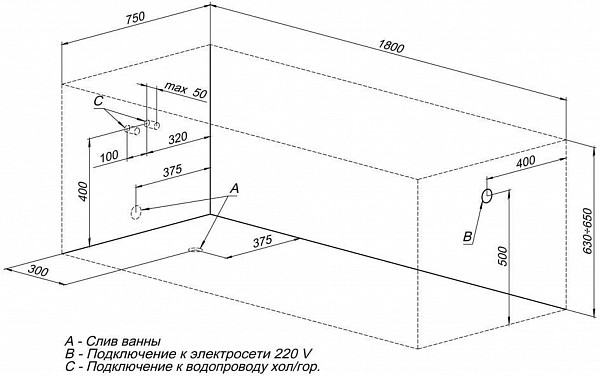 Акриловая ванна Aquanet Viola NEW 180x75 (с каркасом) 00242745