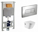 Комплект Инсталляция в комплекте с пневматической панелью слива OLI 80 300573pKA00 + Унитаз (чаша) Roca The Gap подвесной 346477000 + Крышка для чаши Roca The Gap Soft Close 801472004 с микролифтом, петли хром