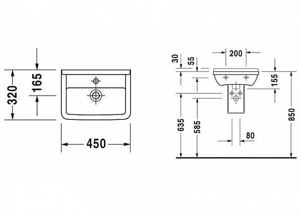 Рукомойник Duravit Starck 3 0750450000 (45 см)