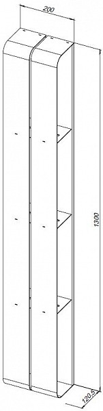 Полка Aquanet Магнум 20x130 черная матовая, вертикальная 00302228