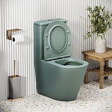 Унитаз GR-4480MNMS Color (620*365*810) МЯТНЫЙ МАТОВЫЙ напольный БЕЗОБОДКОВЫЙ, 2 места