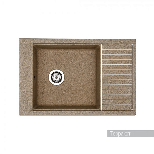 Мойка для кухни Aquaton Делия 78 прямоугольная с крылом терракотовая 1A715132DE270