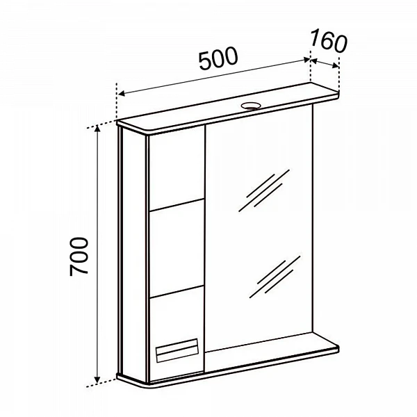 Зеркало со шкафчиком Emmy Монтана (Левое) 50х70