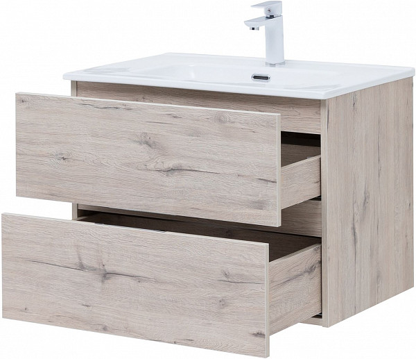 Тумба под раковину Aquanet Алвита New 70 2 ящика, дуб веллингтон белый 00303910