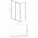 Душевое ограждение AZARIO 1200х800х2000, БЕЗ ПОДДОНА, открывание налево, черный профиль