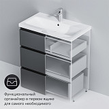 M91FSX0752GM GEM S, База под раковину, напольная, 75 см, 3 ящика, графит матовый
