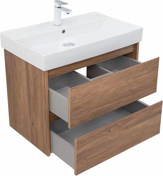 Тумба под раковину Aquanet Nova Lite 75 дуб шоколадный (2 ящика) 00287880